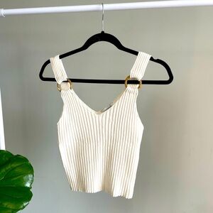 Club Monaco Knitted Cream Tank Top Size XS
